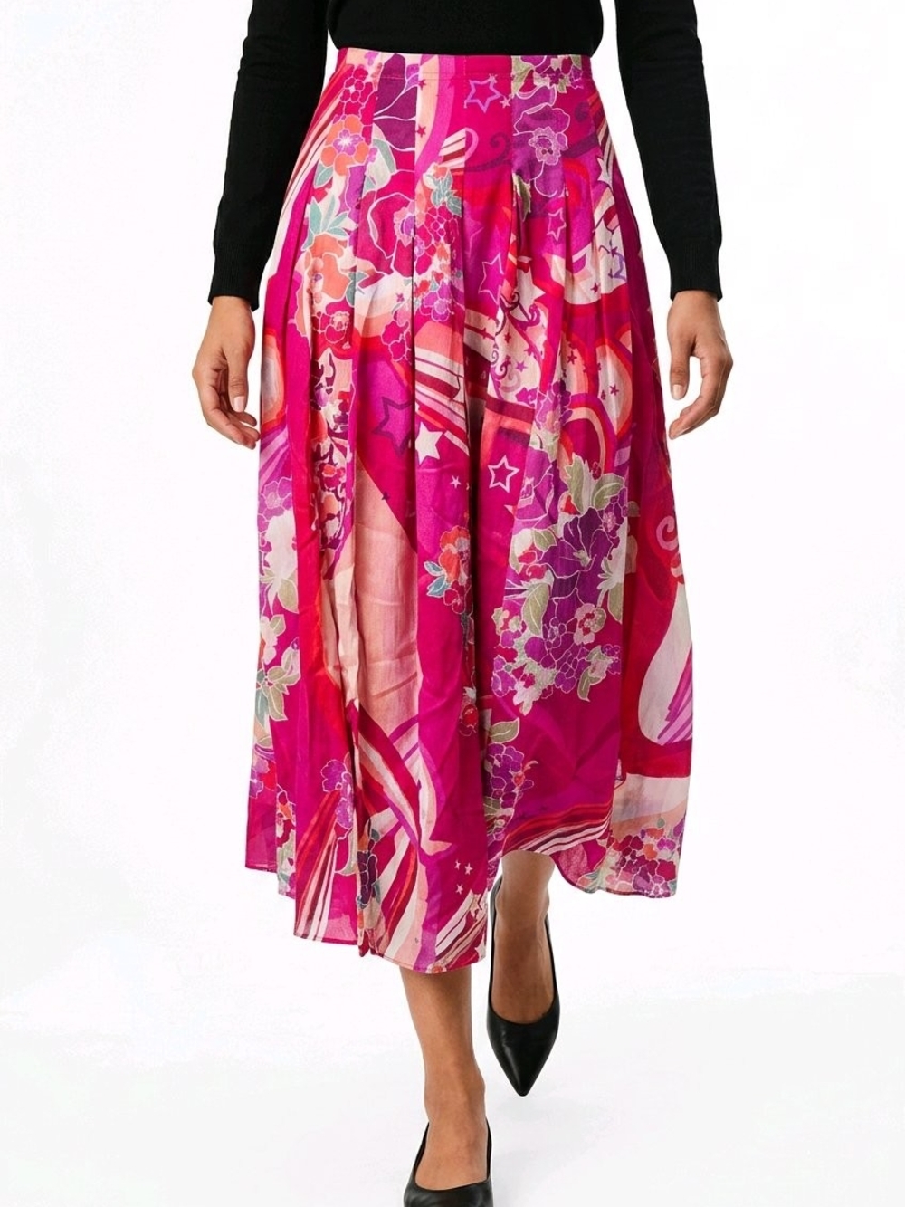 Ciebon Floral Maxi Skirt in Bright Fuchsia